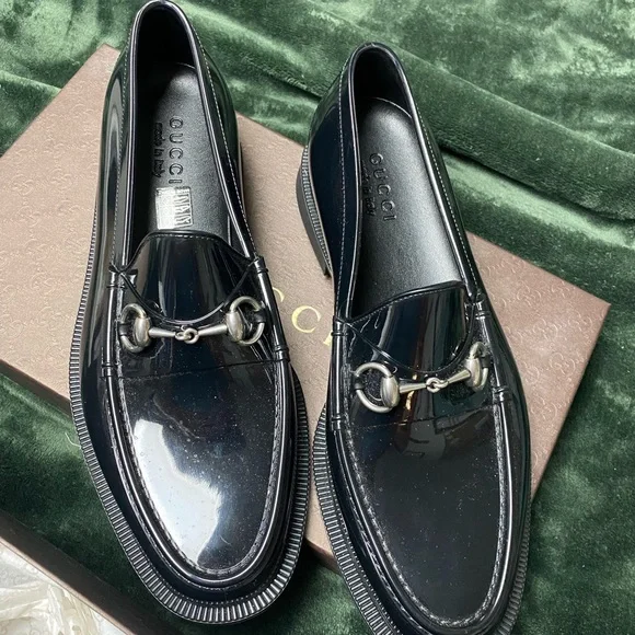 Gucci Men's Size 9 Rubber Rain Loafers in Black NWT - Picture 6 of 6